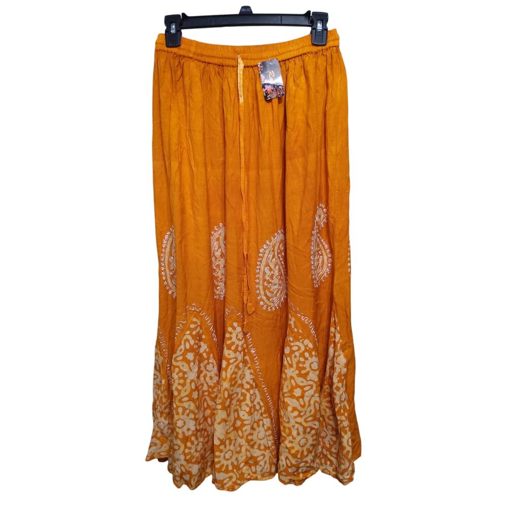Raj Made in India long skirt Orange embroidered romantic flowy boho princess
